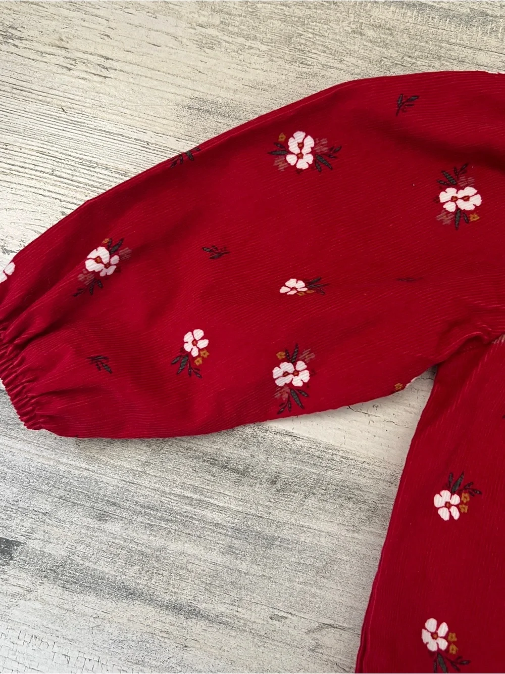 Carter’s Floral Corduroy Bubble Romper Cranberry Red Baby Girl 9M